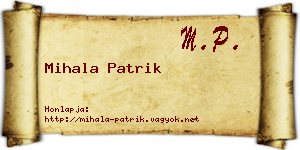 Mihala Patrik névjegykártya